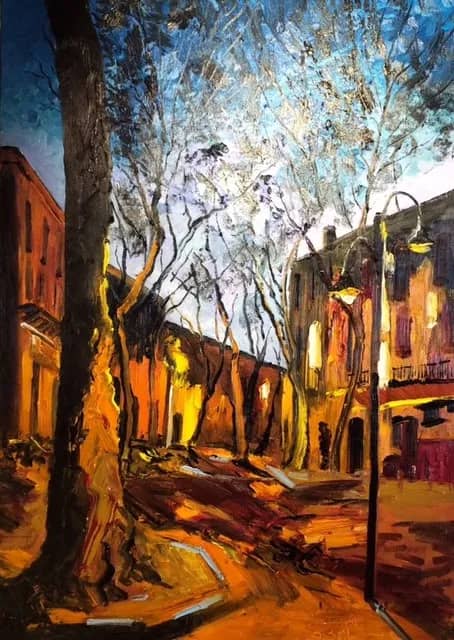 Céret de nuit avec platane — Denis Ribas