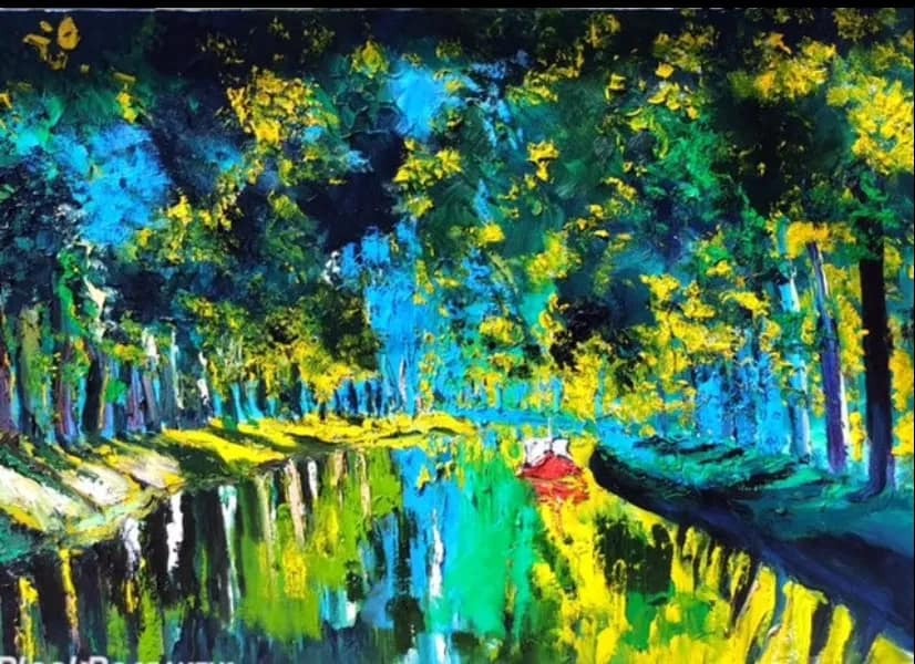 Canal du Midi à la péniche rouge