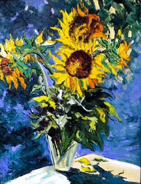 Tournesols au vase de cristal 2